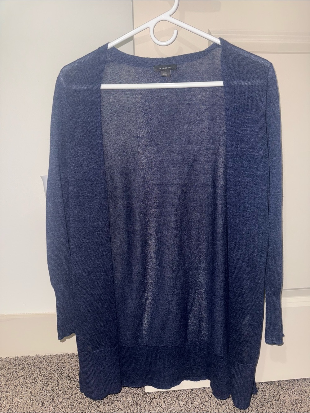 Halogen Navy Open-Front Lightweight Cardigan